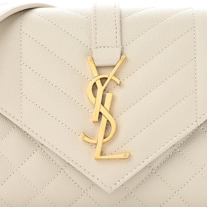 Saint Laurent Grain De Poudre Textured Mixed Matelasse Triquilt Small Monogram Satchel Crema Soft 7 of 12