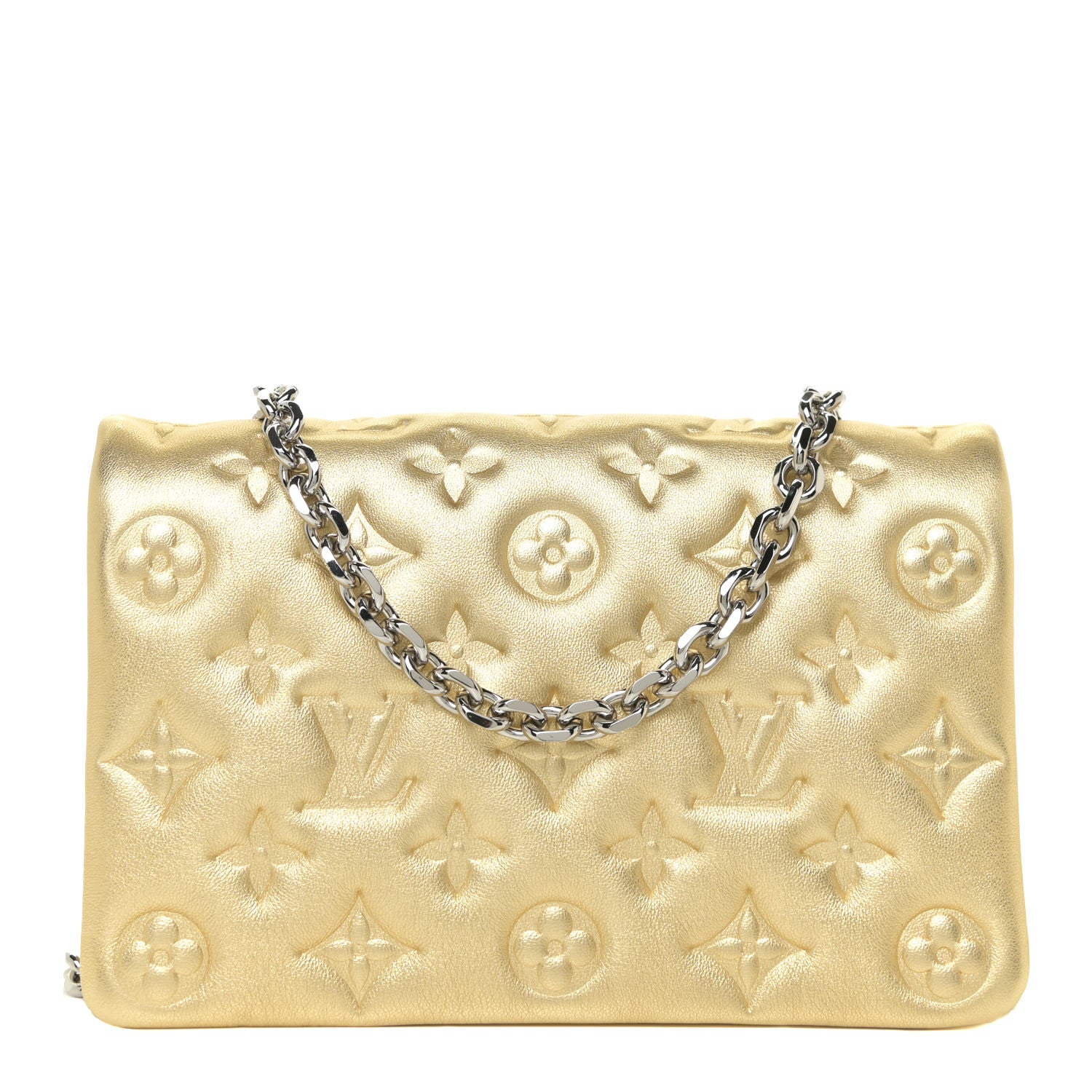Louis Vuitton Metallic Lambskin Embossed Monogram Pochette Coussin Gold 1 of 9
