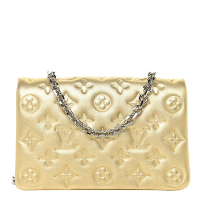 Louis Vuitton Metallic Lambskin Embossed Monogram Pochette Coussin Gold 1 of 9