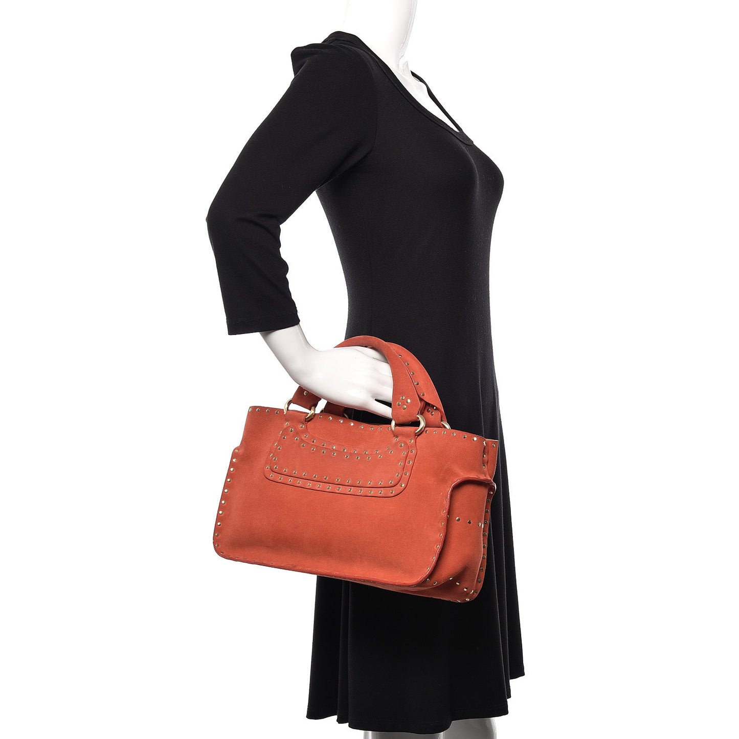 Suede Studded Boogie Satchel Red