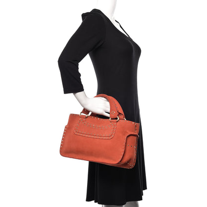 Celine Suede Studded Boogie Satchel Red 2 of 12