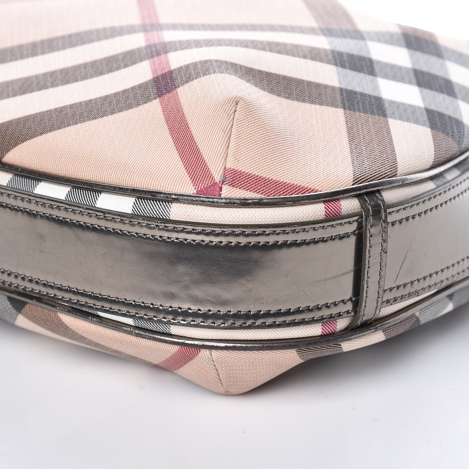 Burberry Patent Supernova Check Medium Barton Hobo Dark Nickel 11 of 13