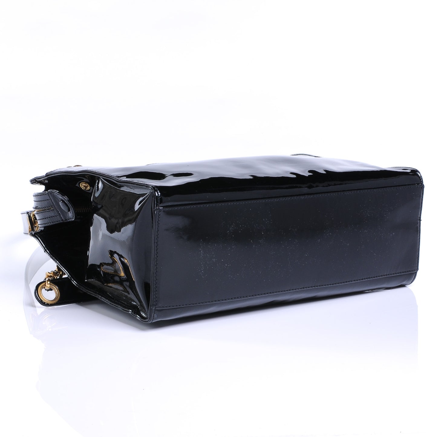 Patent CC Shoulder Bag Black