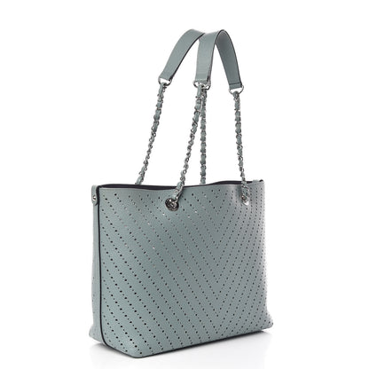 Chanel Perforated Grained Calfskin Large Shopping Tote Green 3 of 10