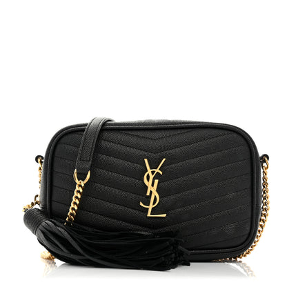Saint Laurent Grain De Poudre Matelasse Monogram Mini Lou Camera Bag Black 1 of 10