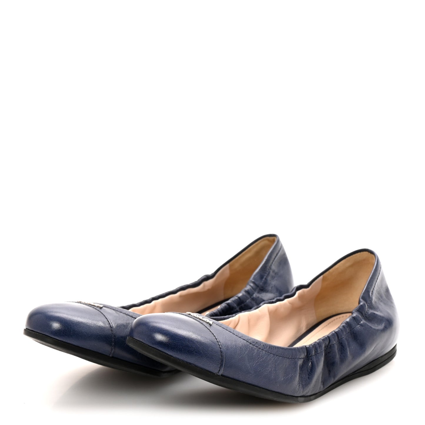 Vitello Shine Logo Ballet Flats 36 Denim
