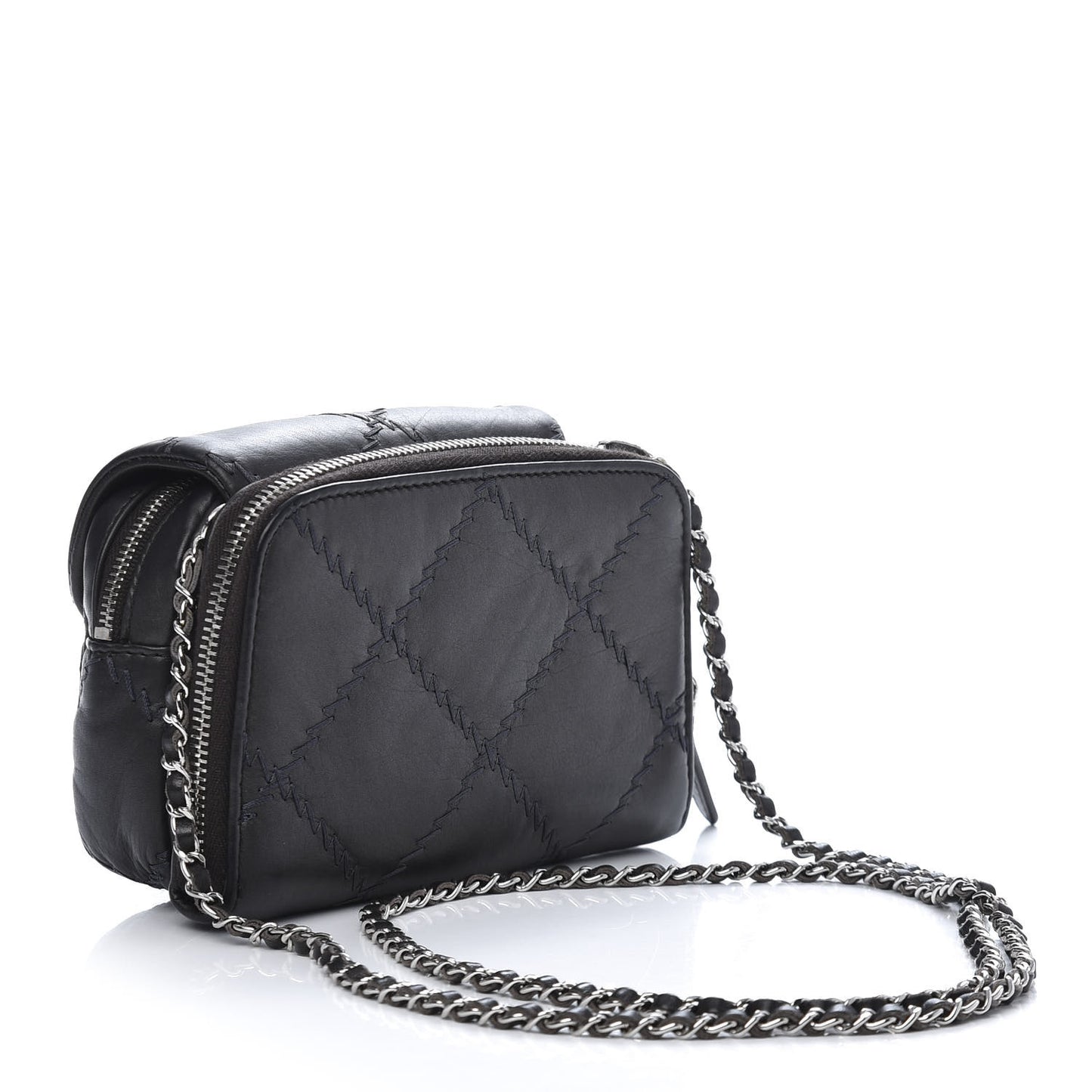 Metallic Lambskin Stitched New Mini Flap Grey