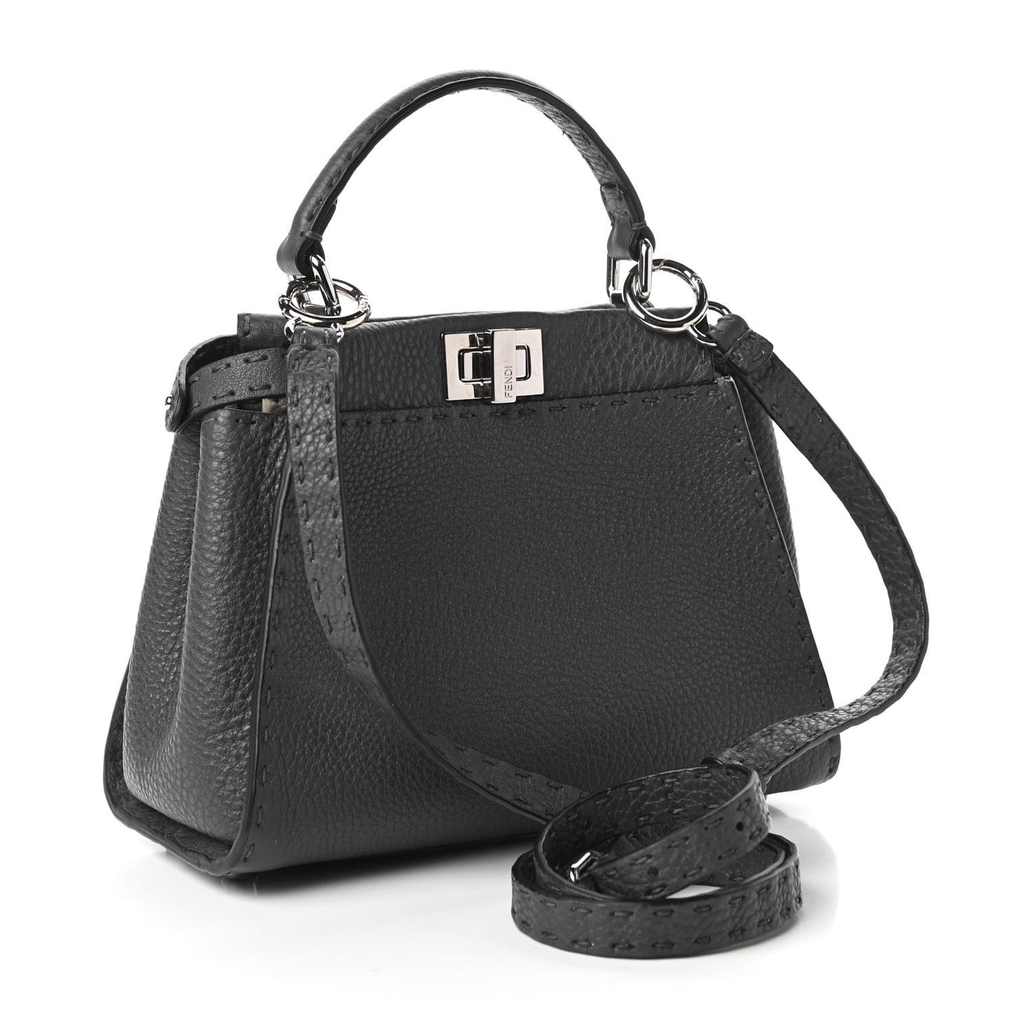 Cuoio Romano Selleria Bi-Color Mini Peekaboo Iconic Satchel Asfalto Latte
