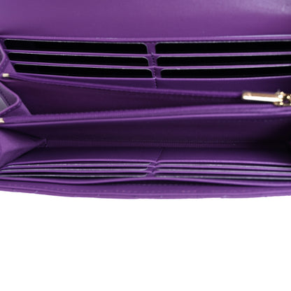 Chanel Lambskin Quilted Large Gusset Flap Wallet Purple 8 of 12