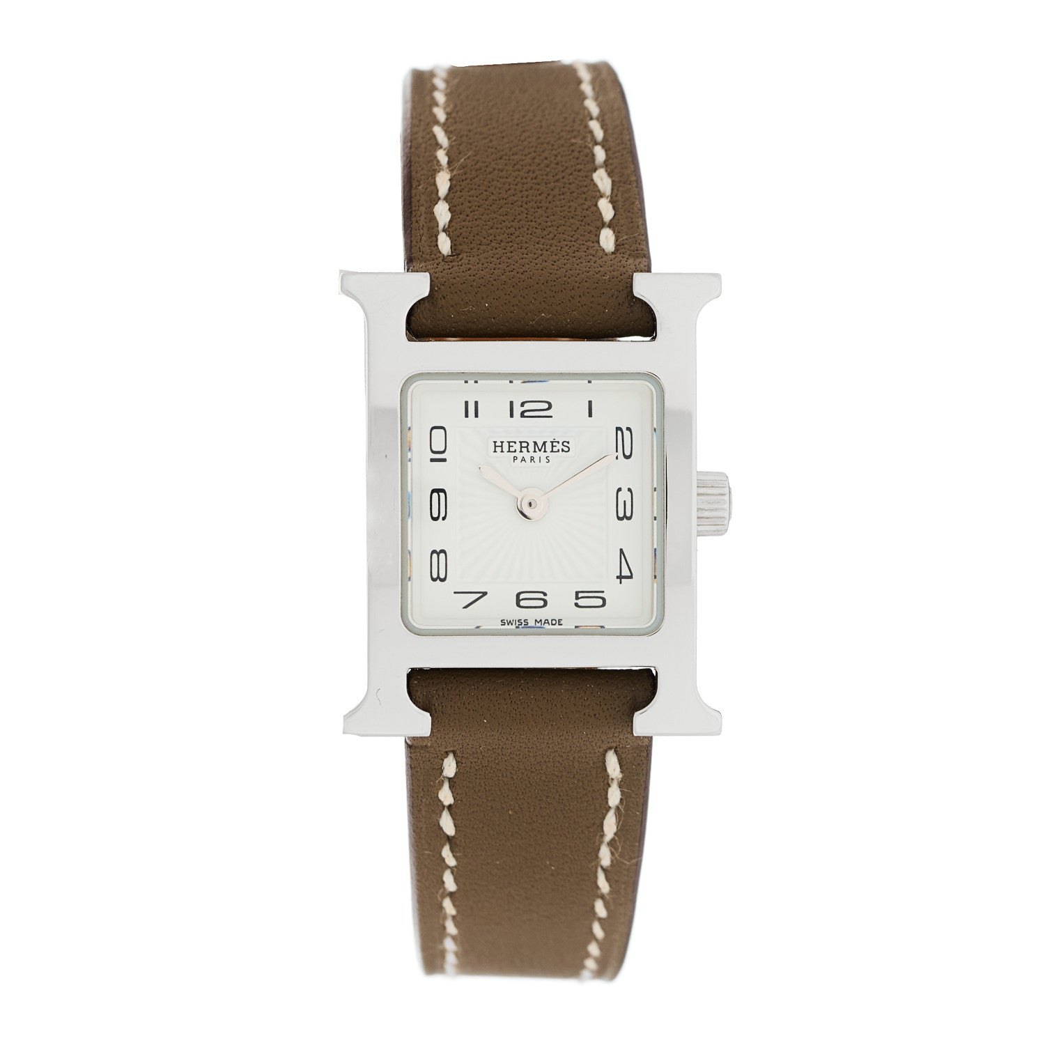 Hermes Stainless Steel Swift 17.2mm Heure H Hour Watch Etoupe 1 of 5