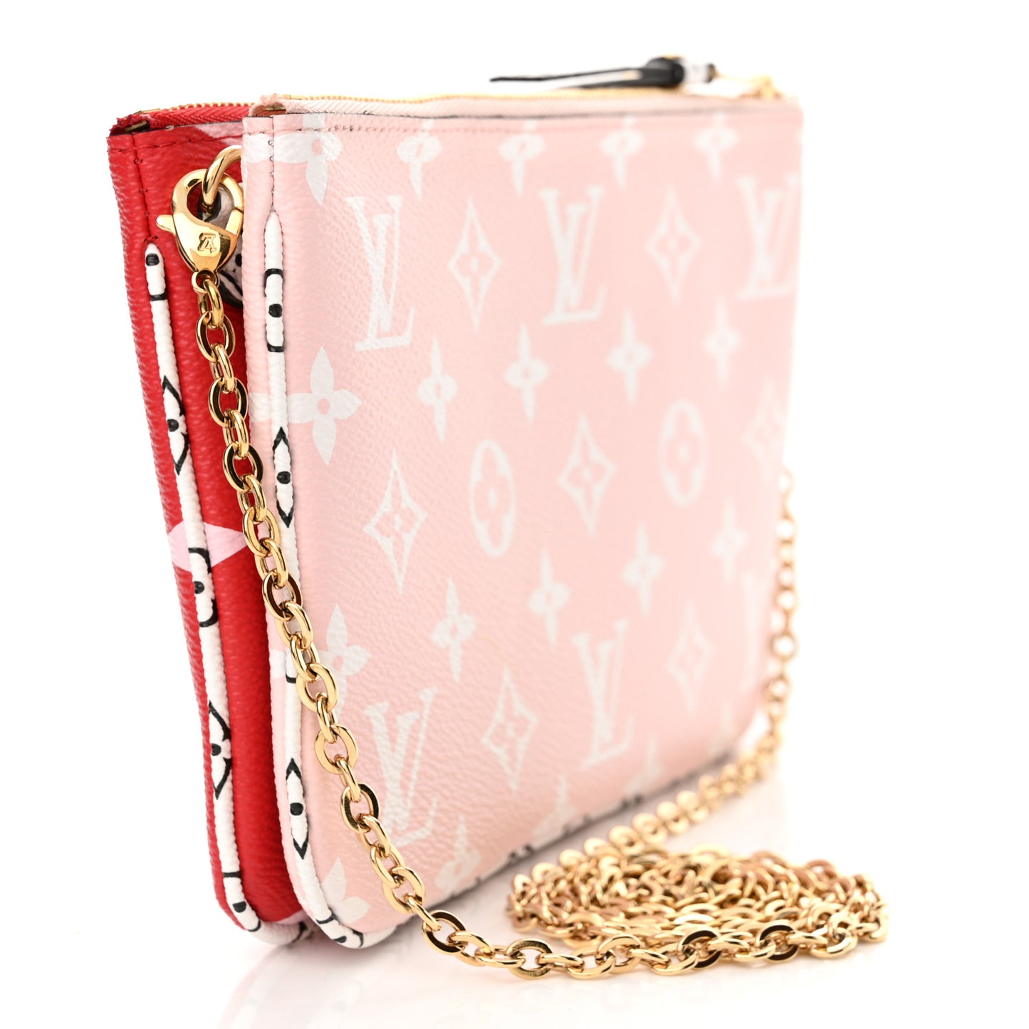 Monogram Giant Double Zip Pochette Rouge