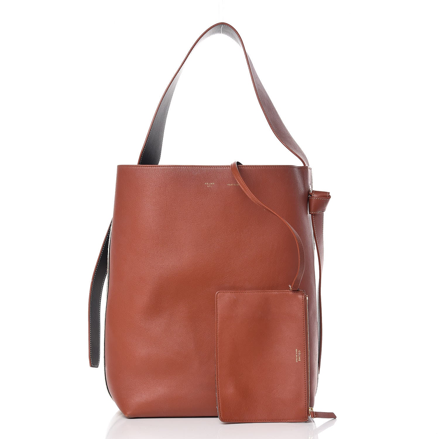 Celine Shiny Smooth Calfskin Zebra Printed Calf Hair Small Twisted Cabas Chalk Brick 3 of 12
