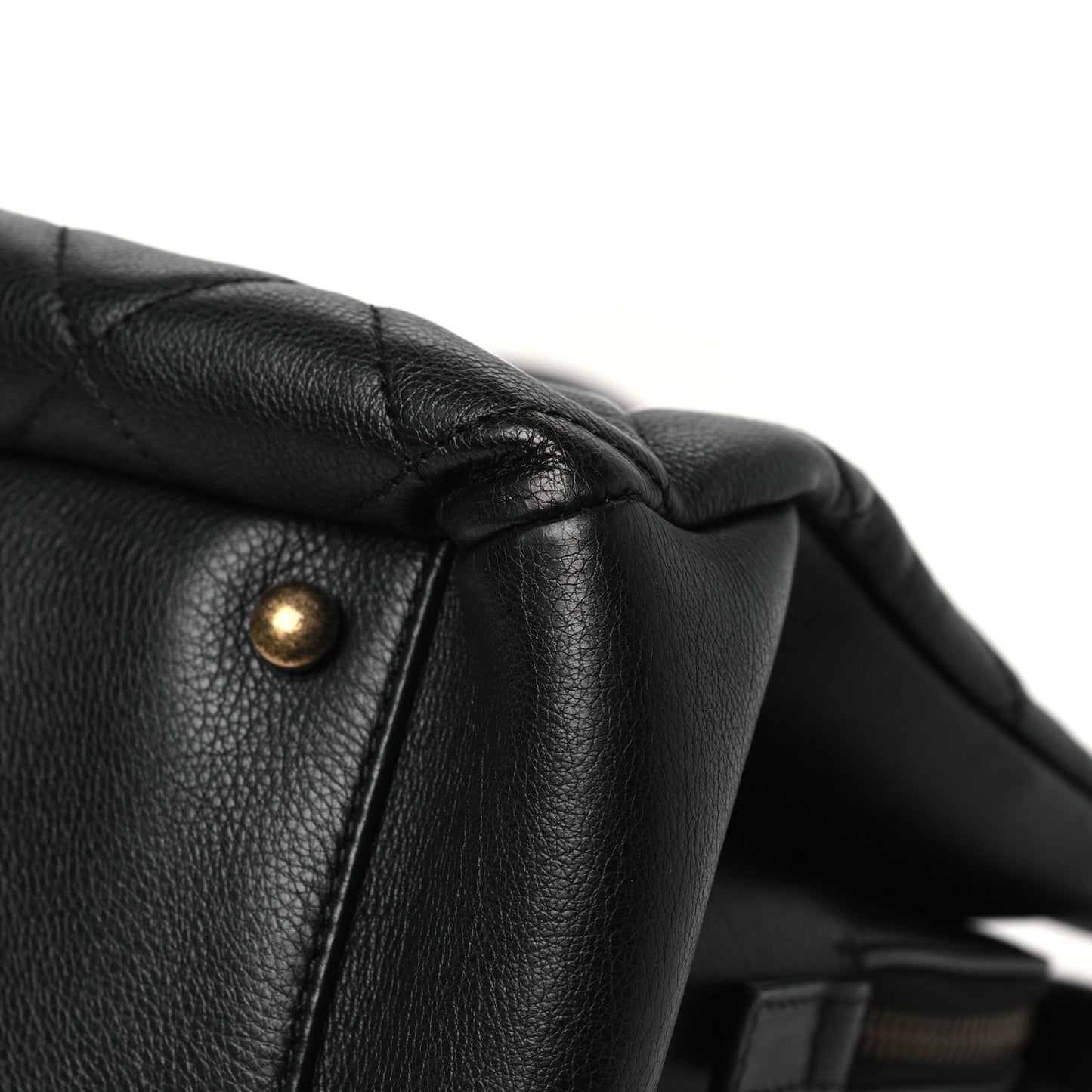 Calfskin Quilted Small CC Crown Tote Black