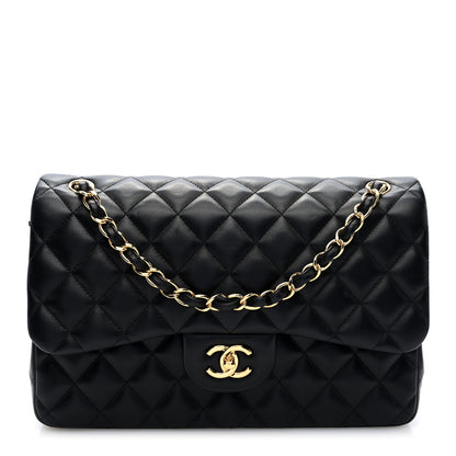 Chanel Lambskin Quilted Jumbo Double Flap Black 1 of 10