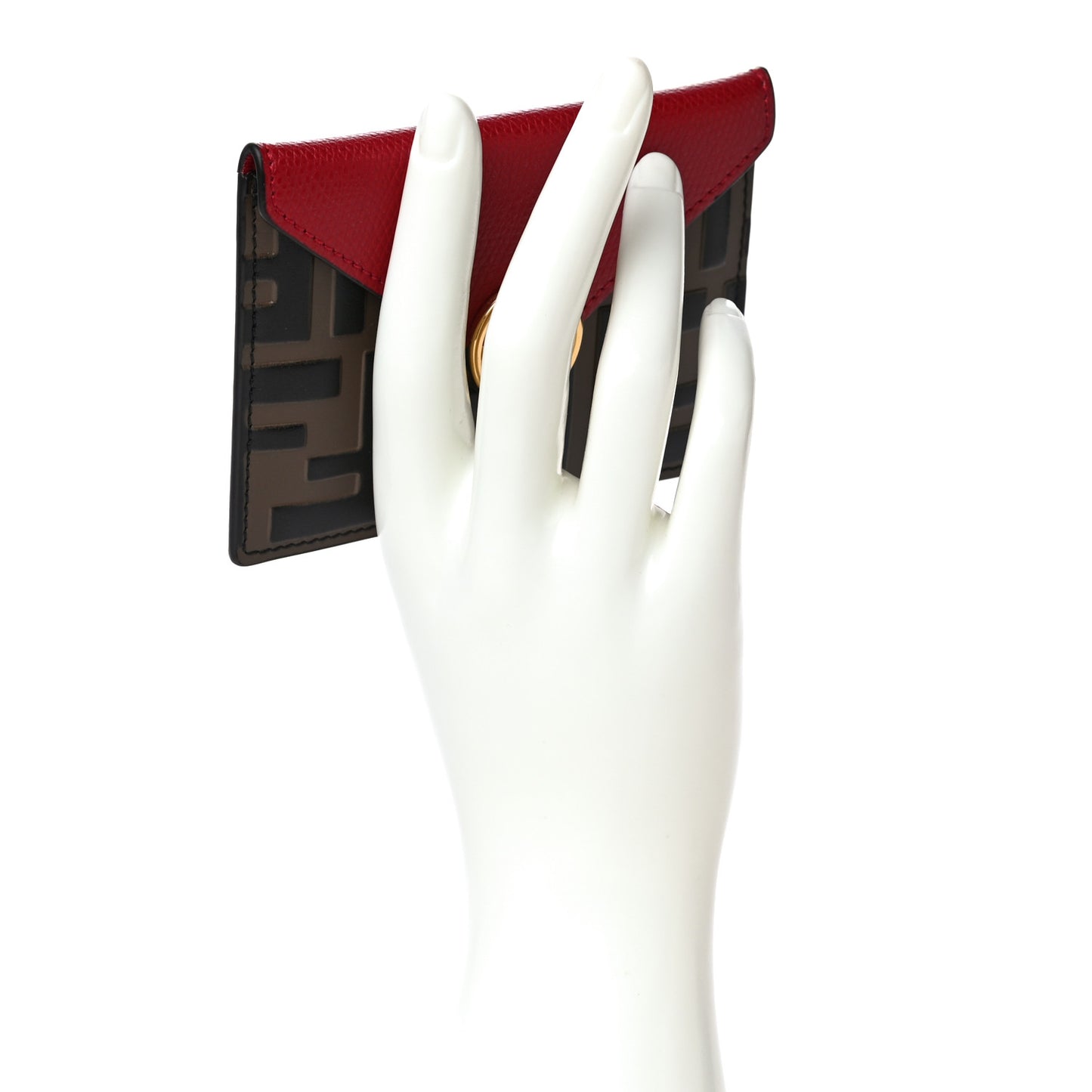 Vitello Cruise F is Fendi Bi-Color FF 1974 Embossed Small Envelope Pouch Maya Black Ribes