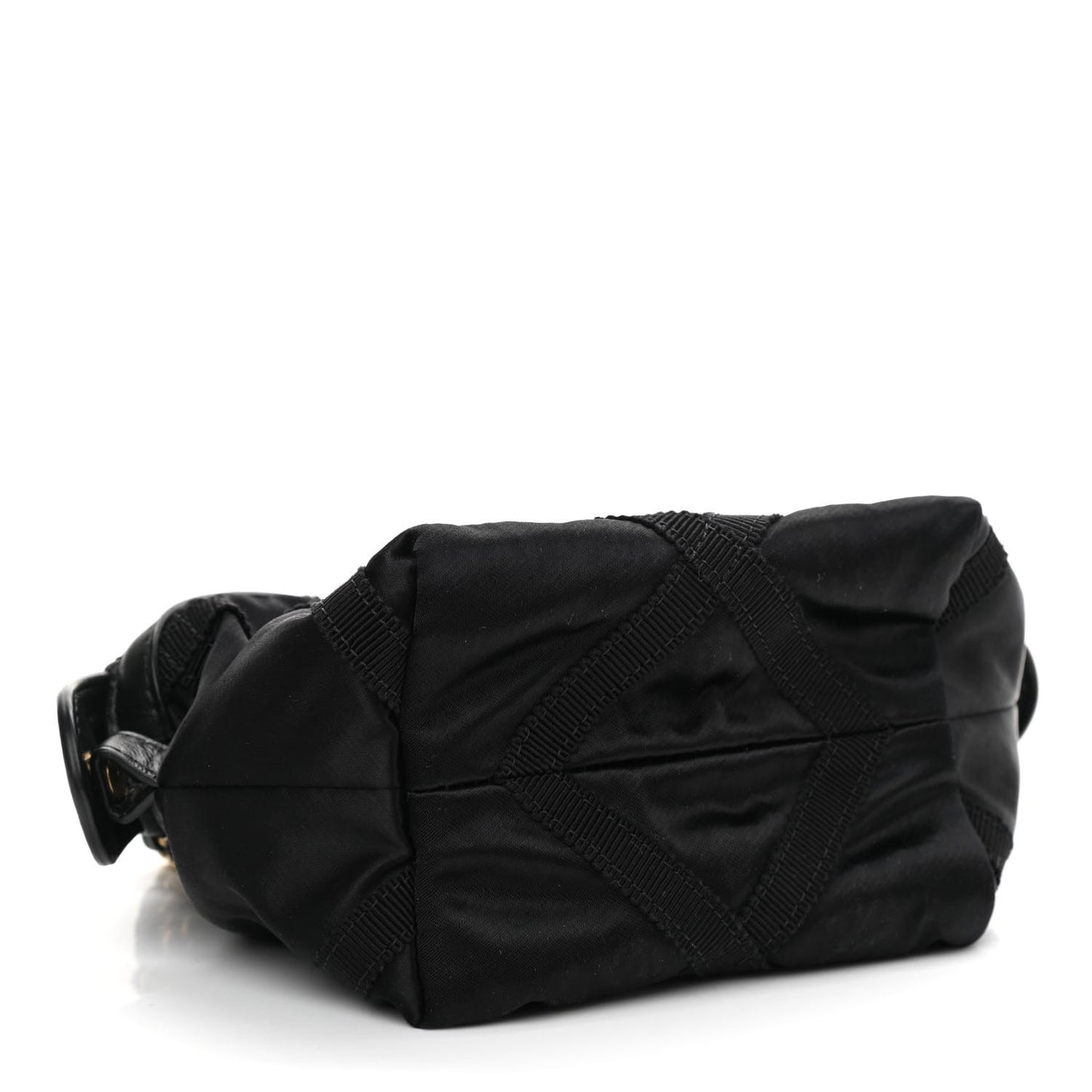 Nylon Grosgrain Quilted Lifestyle Clutch with Chain Black