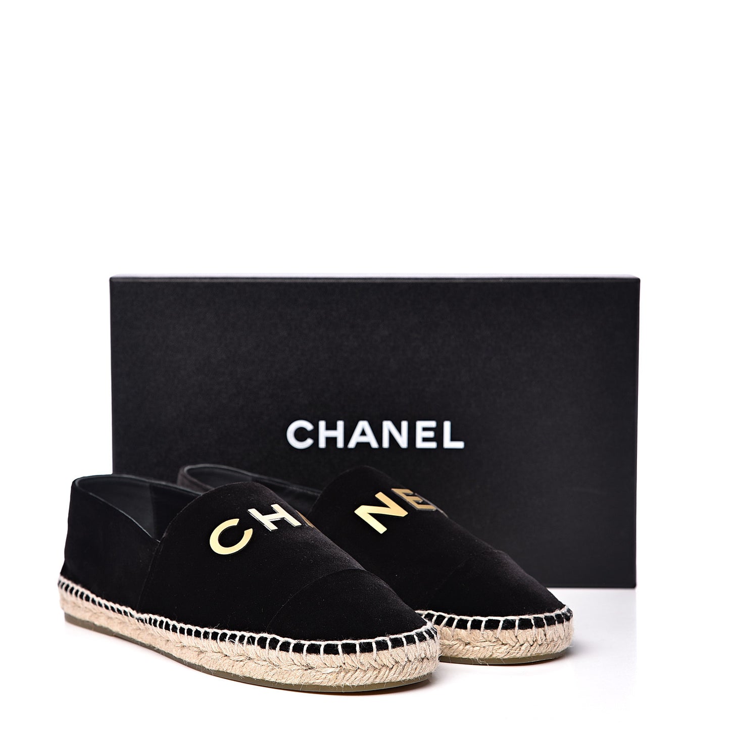 Velvet Logo Espadrilles 39 Black