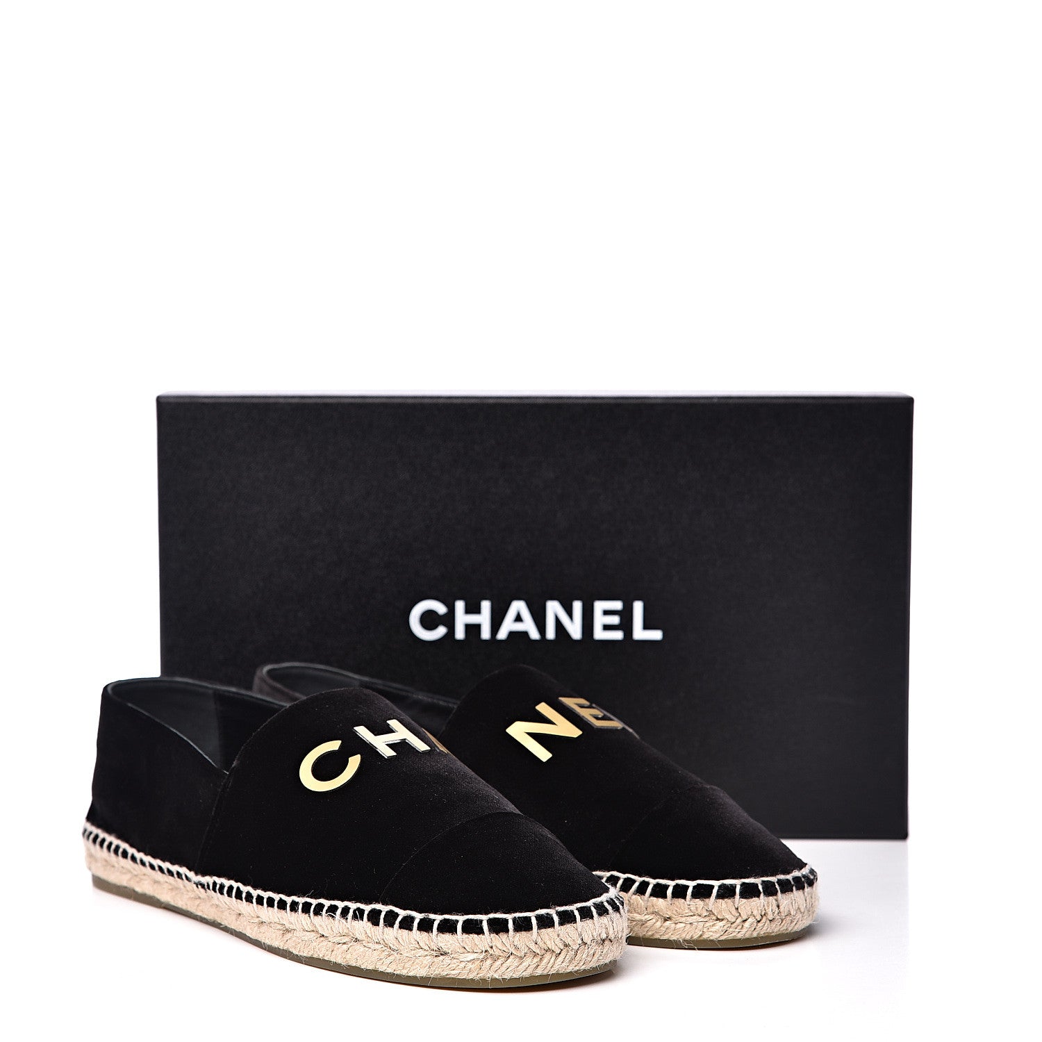 Chanel Velvet Logo Espadrilles 39 Black 10 of 10