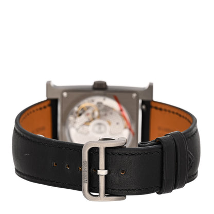 Hermes Titanium Barenia 30mm Heure H Hour Quartz Watch Noir 3 of 5