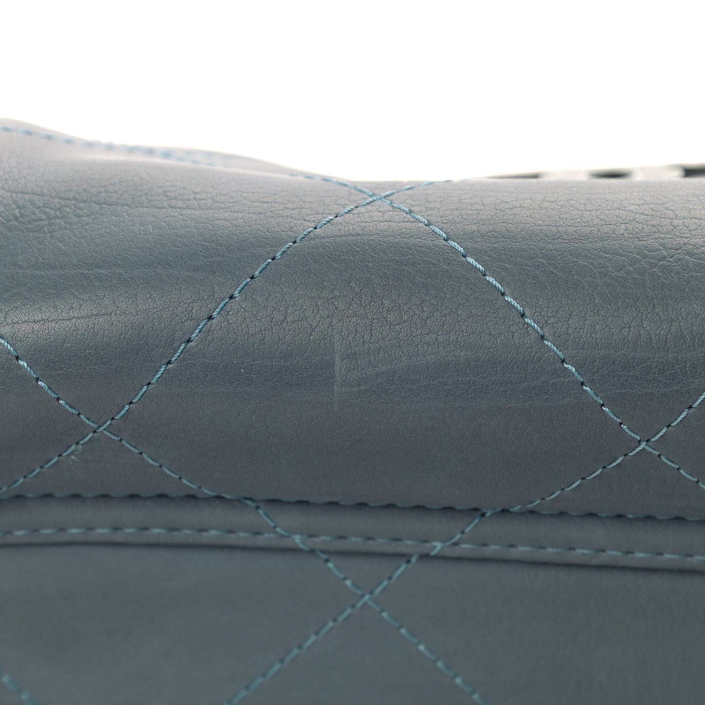 Washed Calfskin Quilted Hamptons Flap Bag Blue