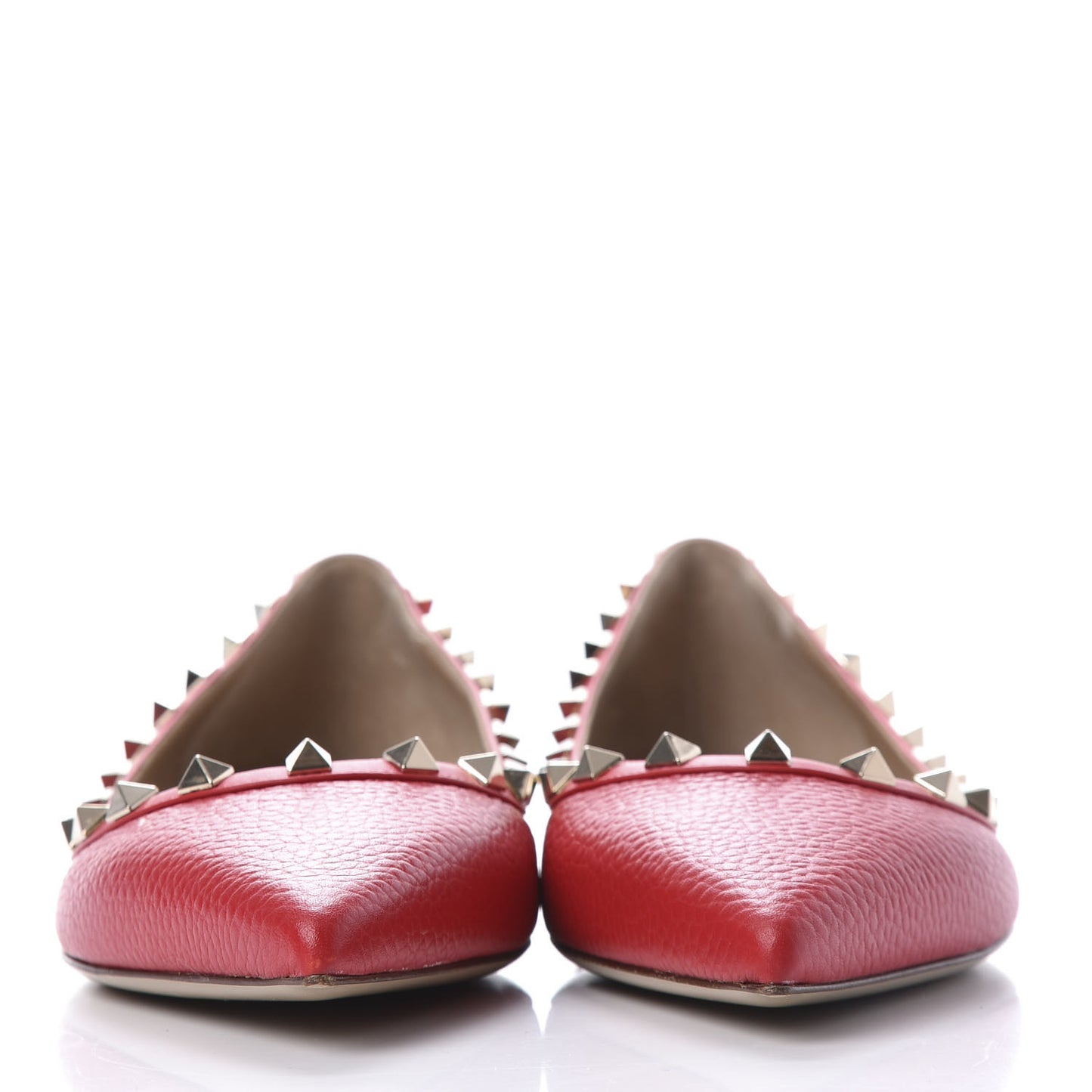 Pebbled Calfskin Rockstud Ballerina Flats 40 Rock Pink