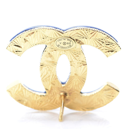 Chanel Resin CC Earrings Blue Black Gold 4 of 4