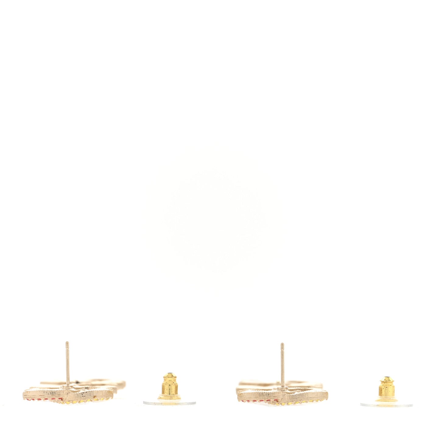 Metal Crystal CC Triple Drop Earrings Gold Multicolor