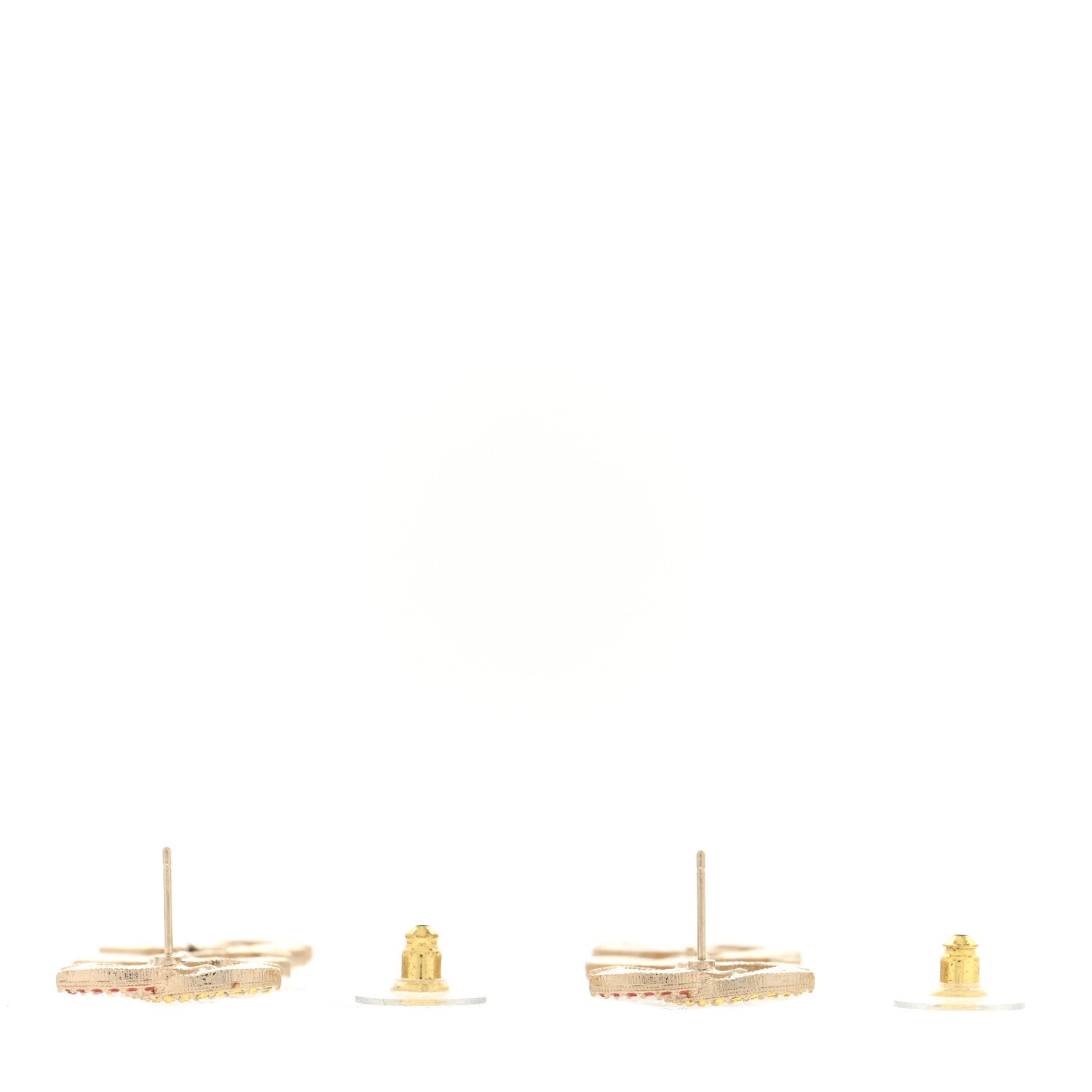 Chanel Metal Crystal CC Triple Drop Earrings Gold Multicolor 3 of 5