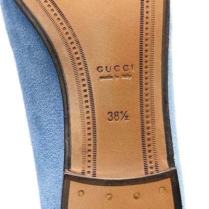 Gucci Suede Horsebit Womens Jordaan Loafers  38.5 Glacial Blue 7 of 10