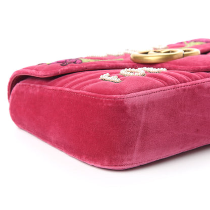 Gucci Velvet Matelasse Blind for Love Embroidered Medium GG Marmont Shoulder Bag Light Raspberry Rose Multicolor 6 of 10