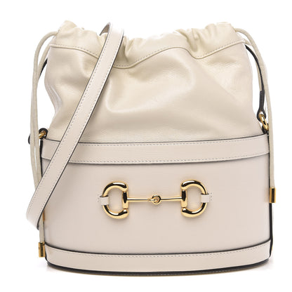 Gucci Azalea Sakai Calfskin Horsebit 1955 Drawstring Bucket Bag Mystic White 1 of 9