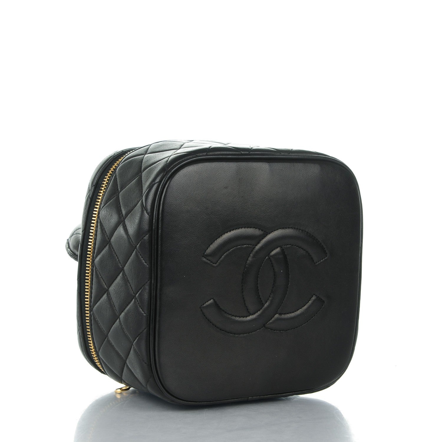 Chanel Lambskin Quilted Vanity Cosmetic Bag Black 4 of 7