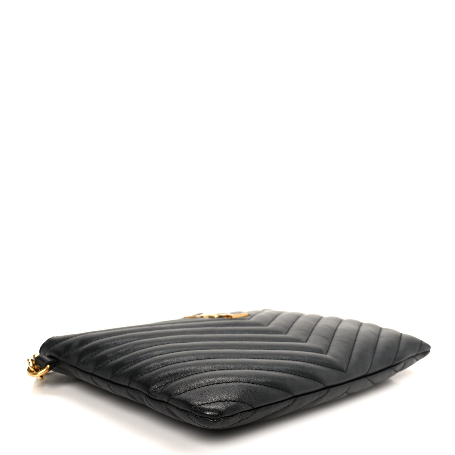 Saint Laurent Calfskin Matelasse Chevron Monogram A5 Wristlet Black 4 of 8