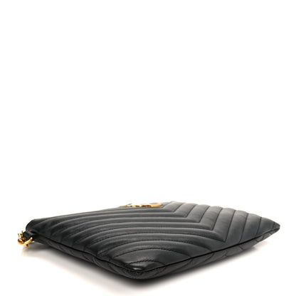 Saint Laurent Calfskin Matelasse Chevron Monogram A5 Wristlet Black 4 of 8