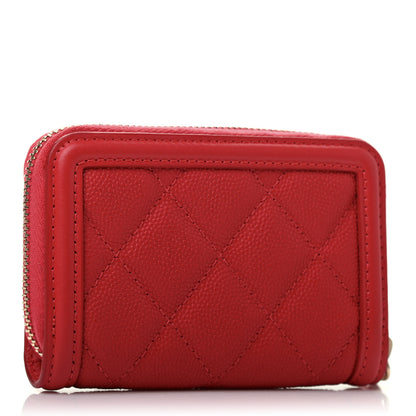 Chanel Caviar Quilted Filigree Zip Around Coin Purse Red 2 of 4