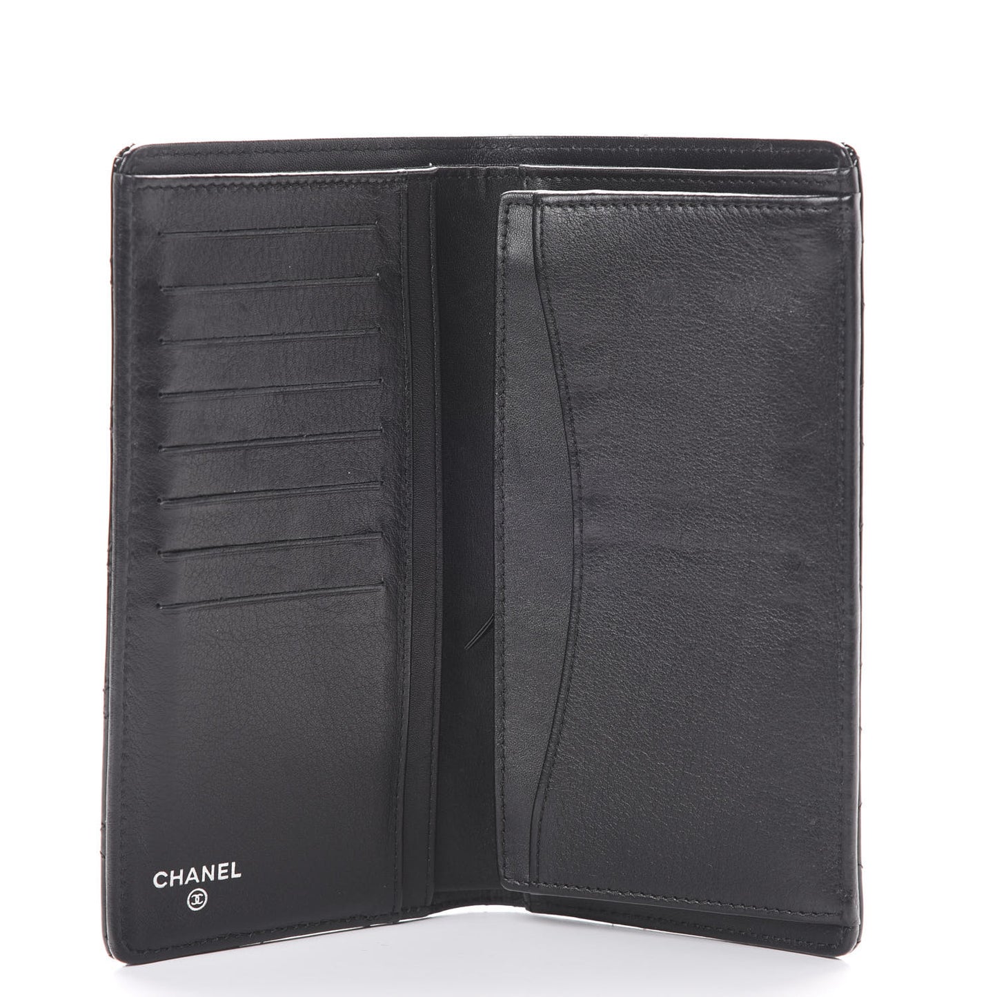 Patent Calfskin Quilted Yen Wallet Black