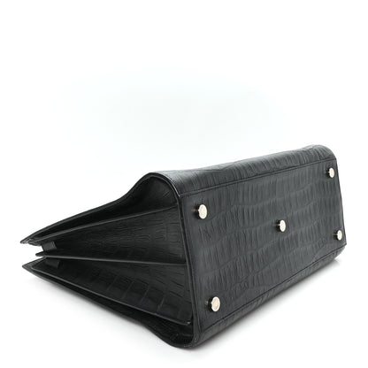 Saint Laurent Calfskin Crocodile Embossed Large Sac De Jour Carryall Black 3 of 10