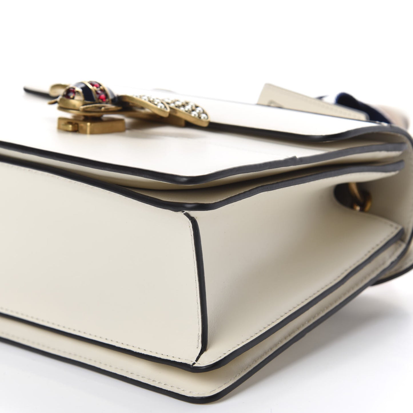 Calfskin Sylvie Web Small Queen Margaret Top Handle Bag White