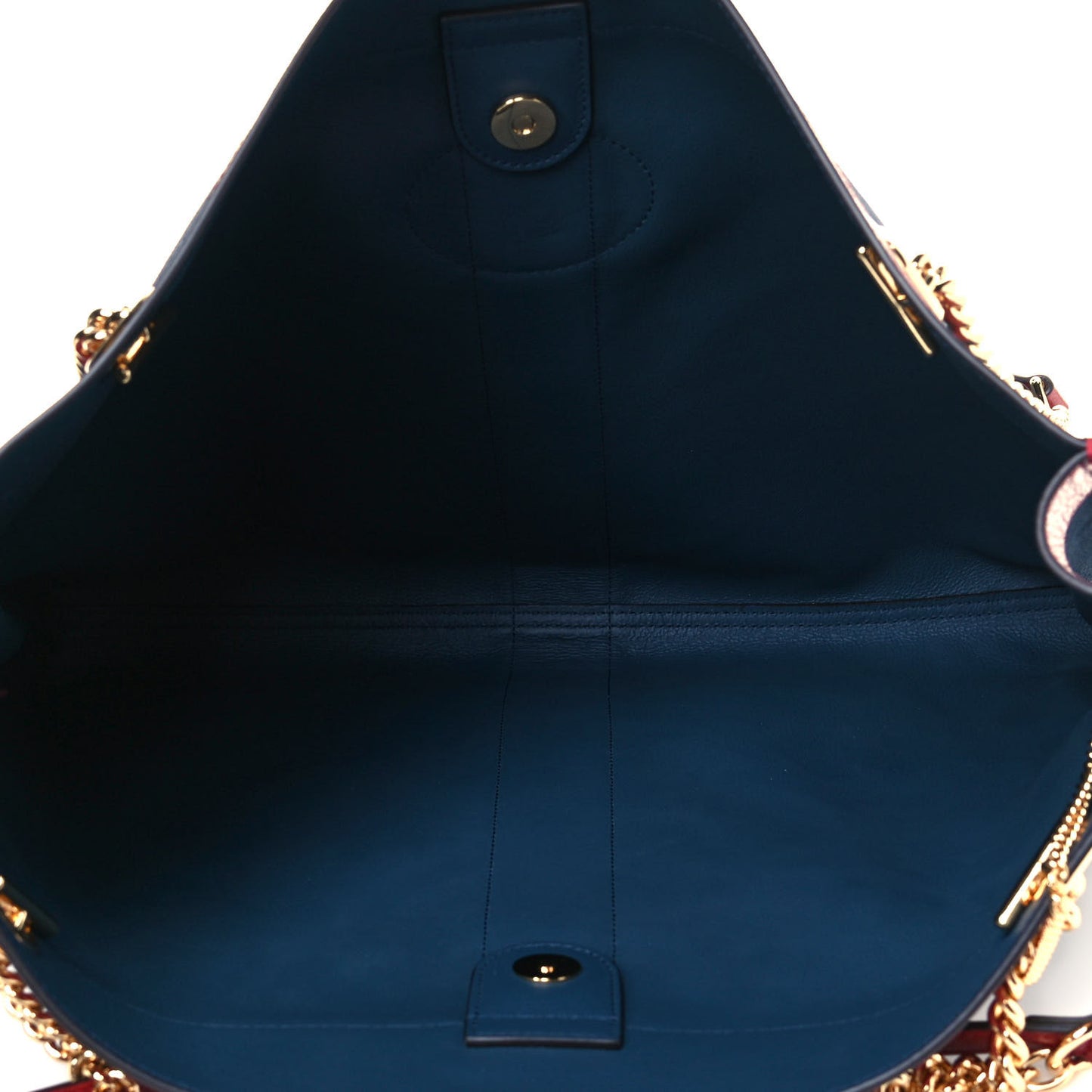 Suede Calfskin Large Rajah Chain Tote New Blue Romantic Cherry