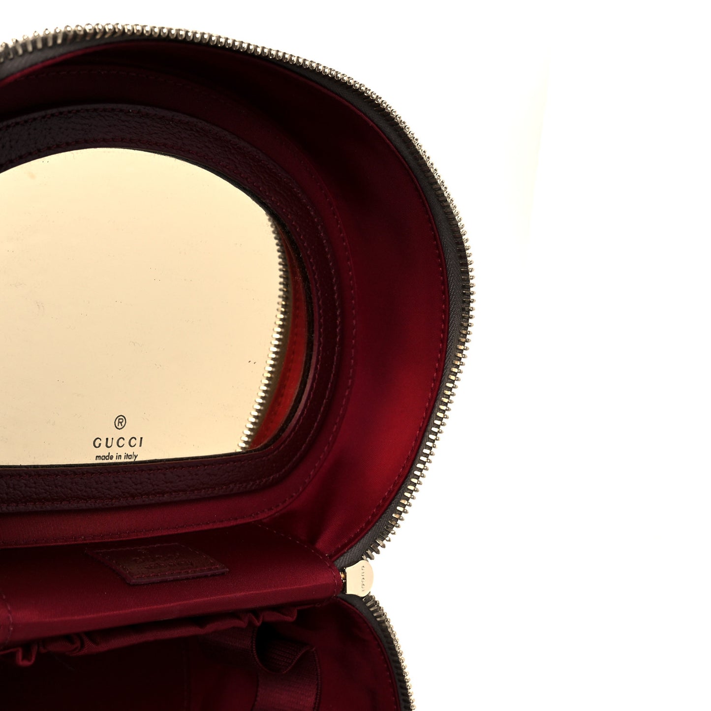 GG Supreme Monogram Ancora Calfskin Vanity Cosmetic Case Beige Ebony Rosso