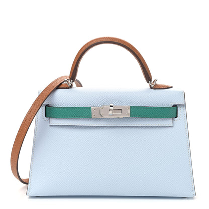 Hermes Epsom Mini Kelly Sellier 20 Bleu Brume Vert Jade Gold 1 of 9