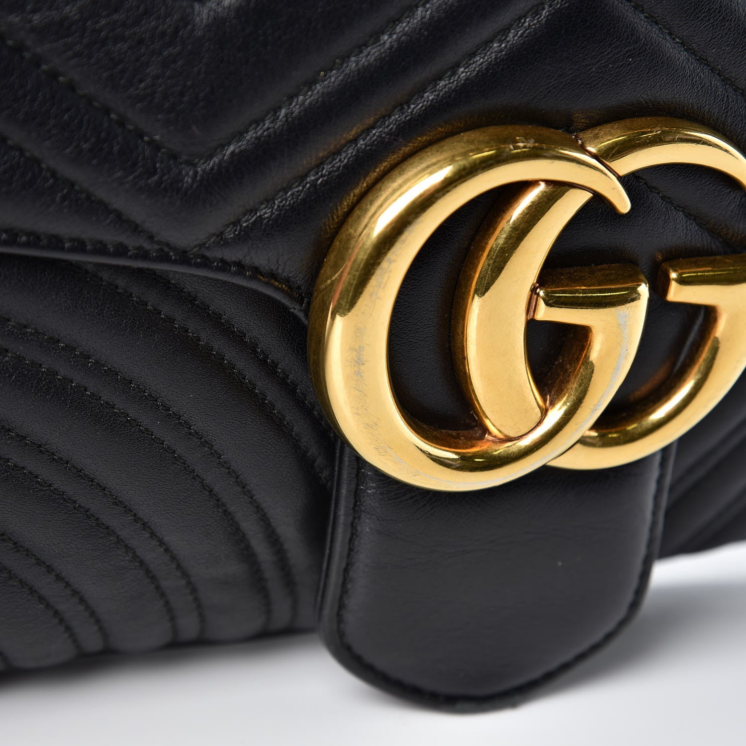 Gucci Calfskin Matelasse Medium GG Marmont Shoulder Bag Black 14 of 16