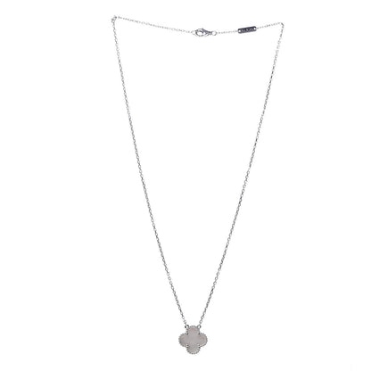 Van Cleef & Arpels 18K White Gold Mother of Pearl Vintage Alhambra Pendant Necklace 3 of 7