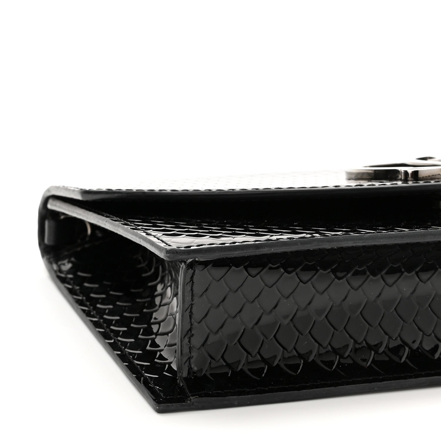 Christian Louboutin Patent Embossed Python Loubi54 Crossbody Clutch Black 8 of 13