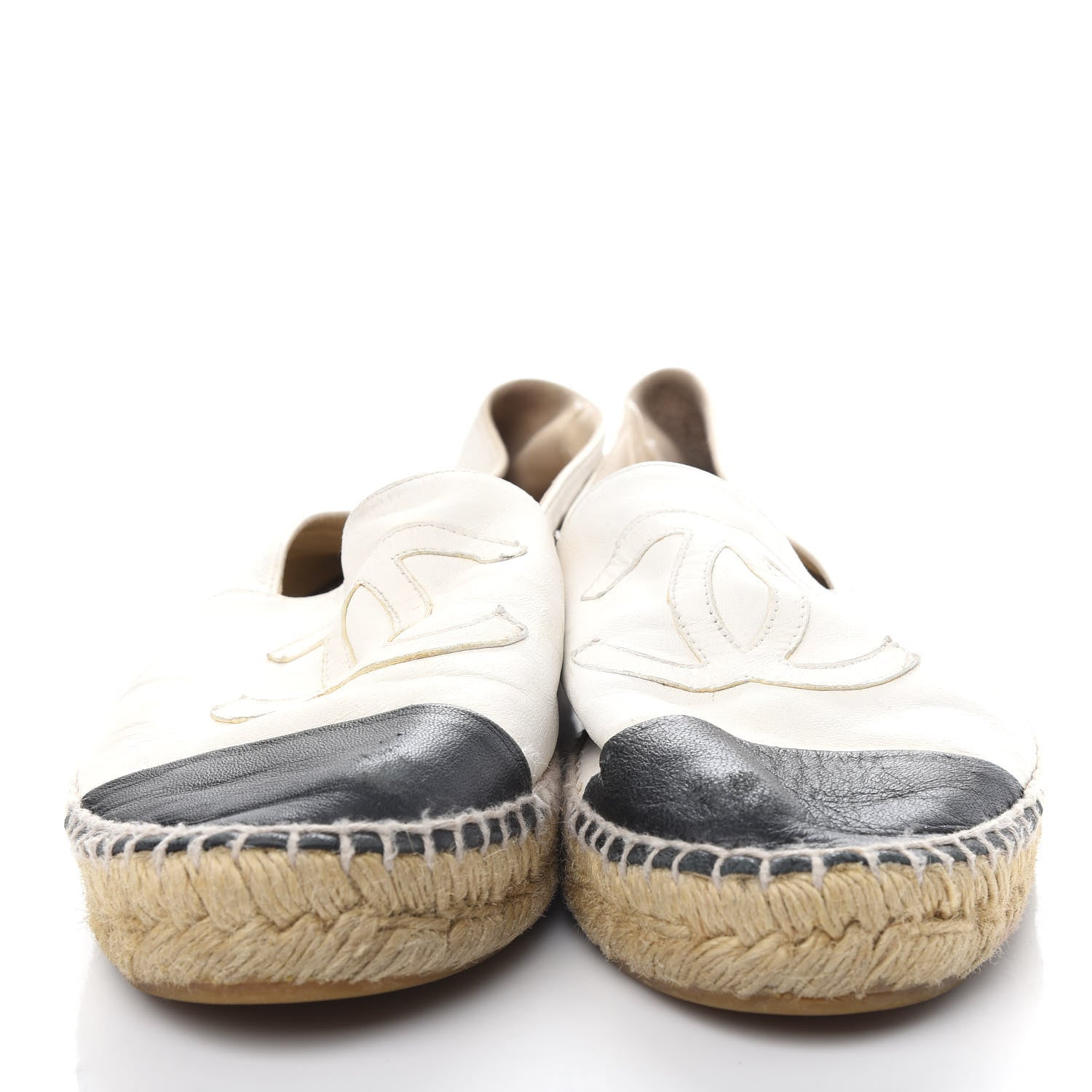 Chanel Lambskin CC Espadrilles 40 White Black 5 of 10