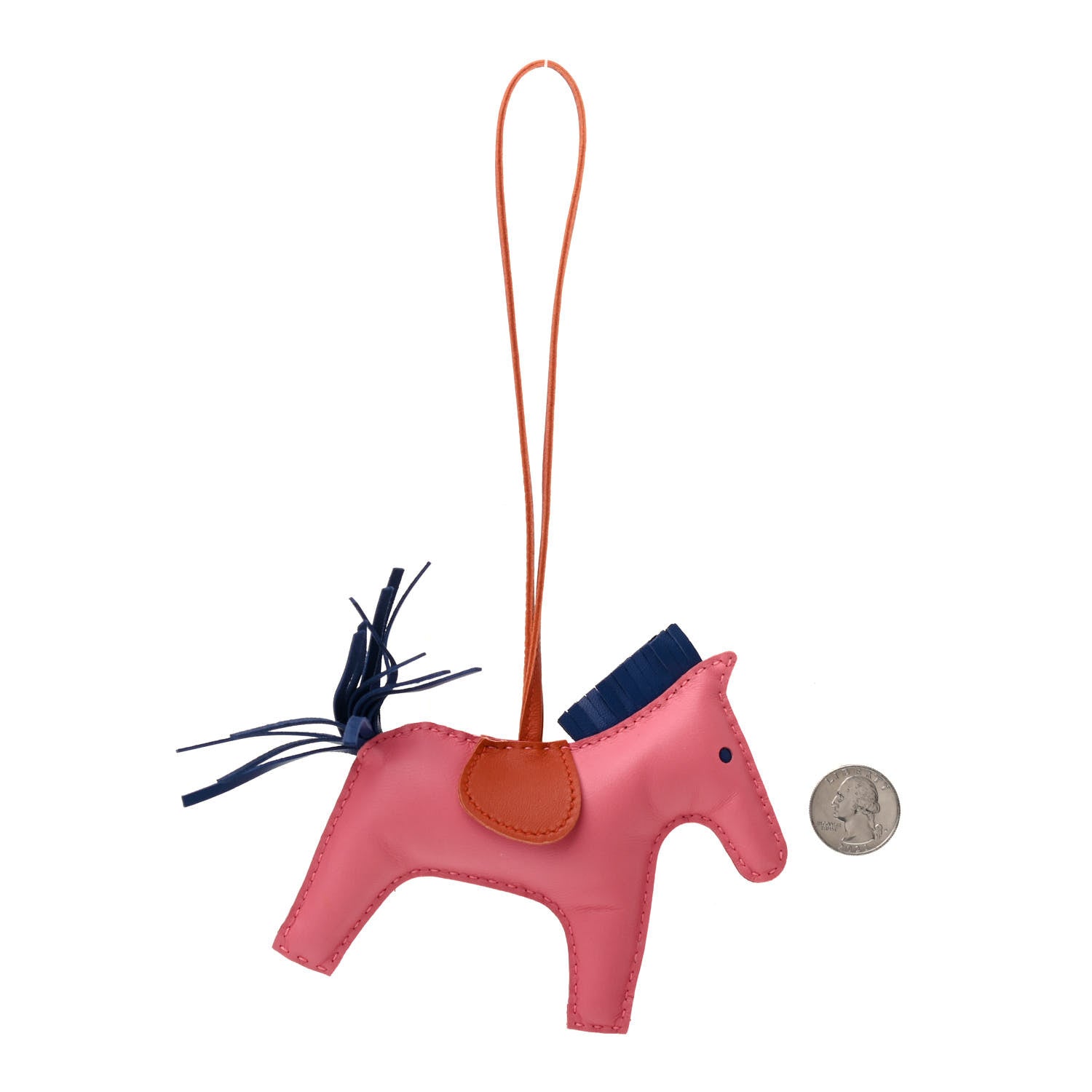 Hermes Milo Lambskin Grigri Rodeo Horse Bag Charm GM Rose Azalee Cornaline Bleu De Malte 2 of 3
