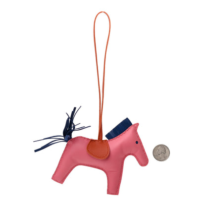 Hermes Milo Lambskin Grigri Rodeo Horse Bag Charm GM Rose Azalee Cornaline Bleu De Malte 2 of 3