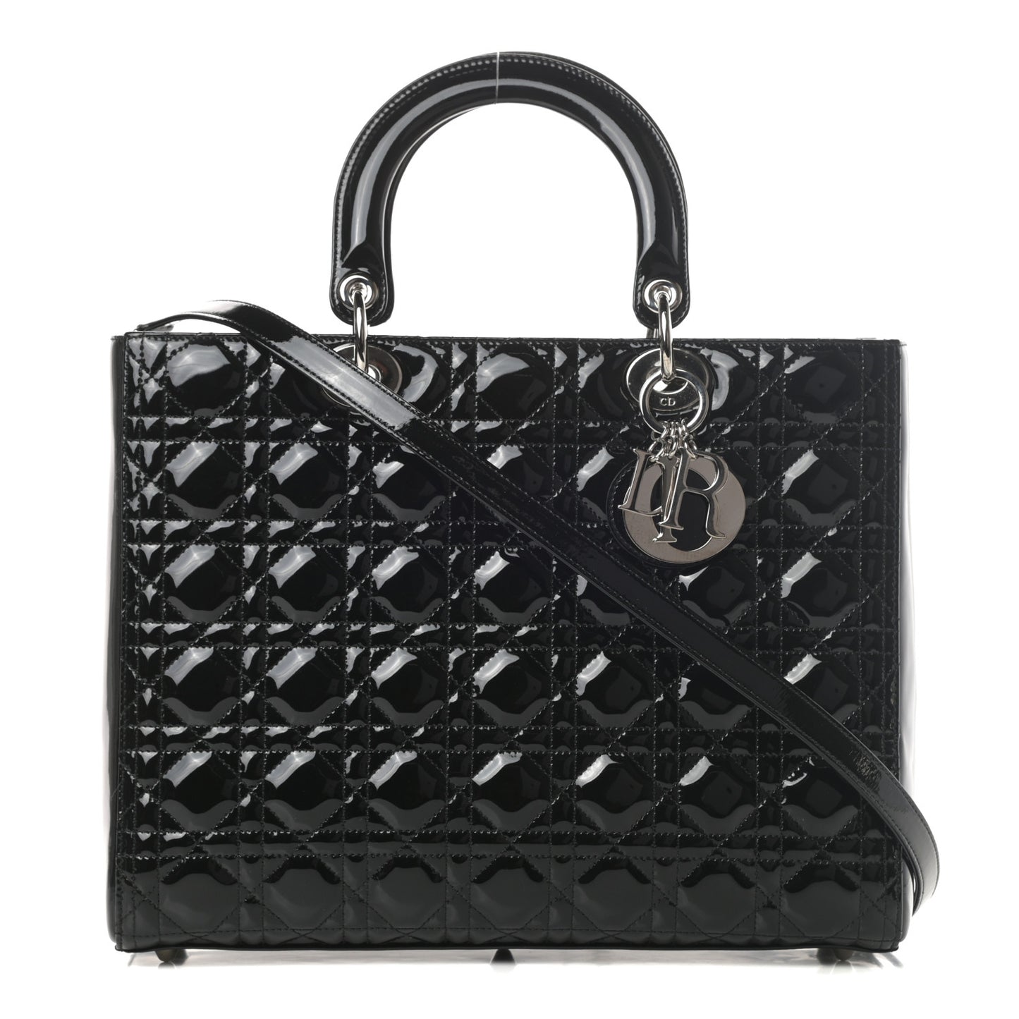 Patent Cannage Large Lady Dior Black