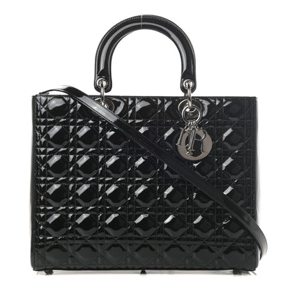 Christian Dior Patent Cannage Large Lady Dior Black 1 of 10