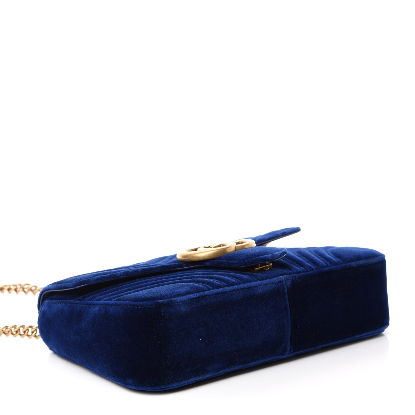 Velvet Matelasse Medium GG Marmont Shoulder Bag Cobalt Blue